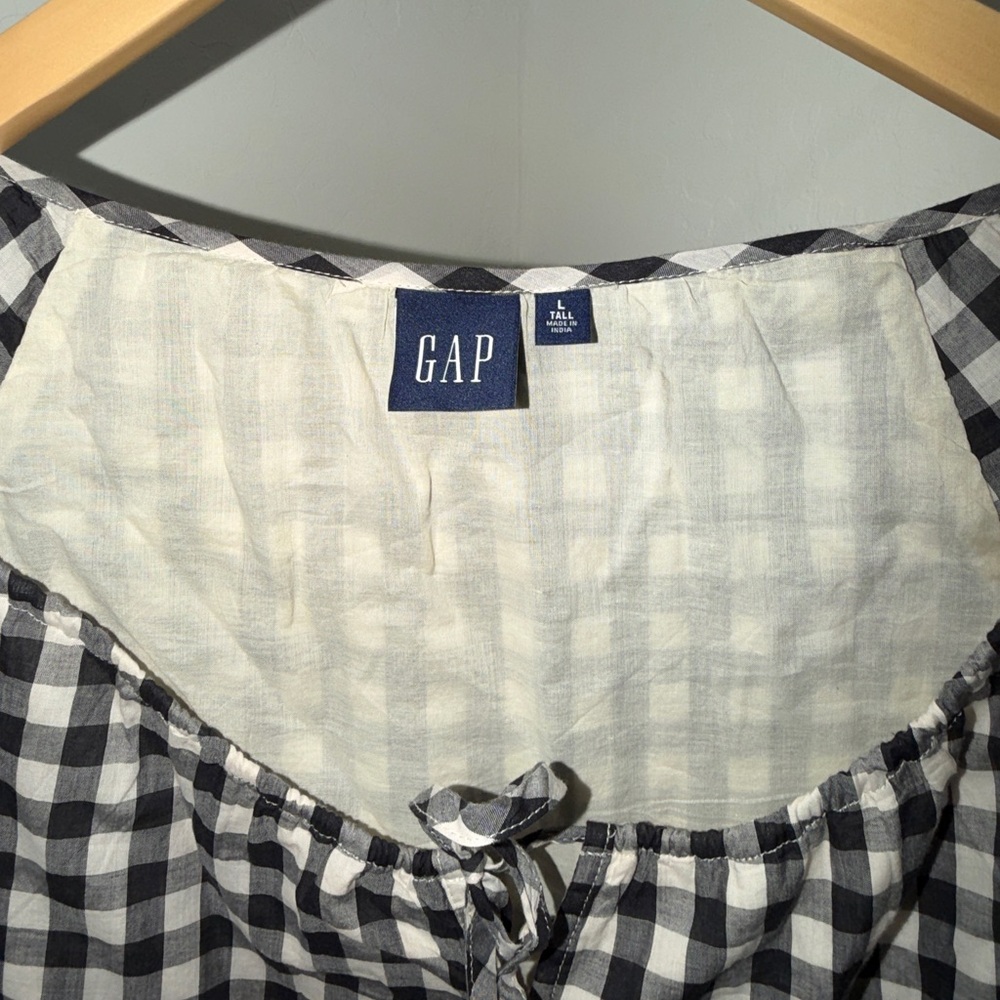 GAP Black and White Gingham Peasant Dress - Picture 3 of 4